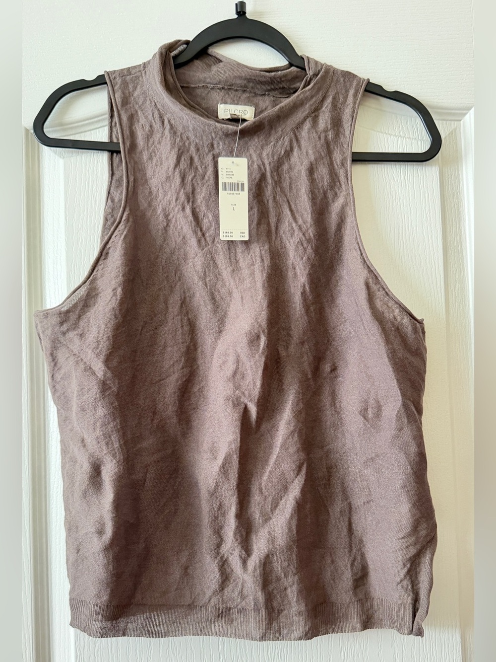 Pilcro Sleeveless High-Neck Tank Camisole Top in Taupe Size Large
